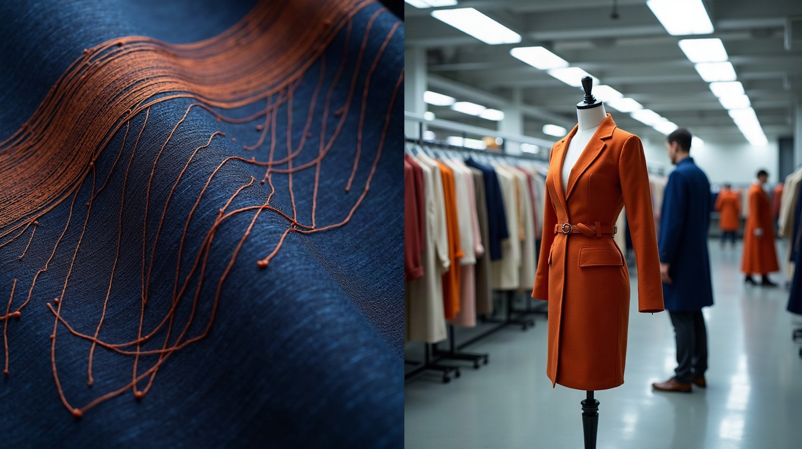 Material textil y equipo dentro de un espacio de producción
